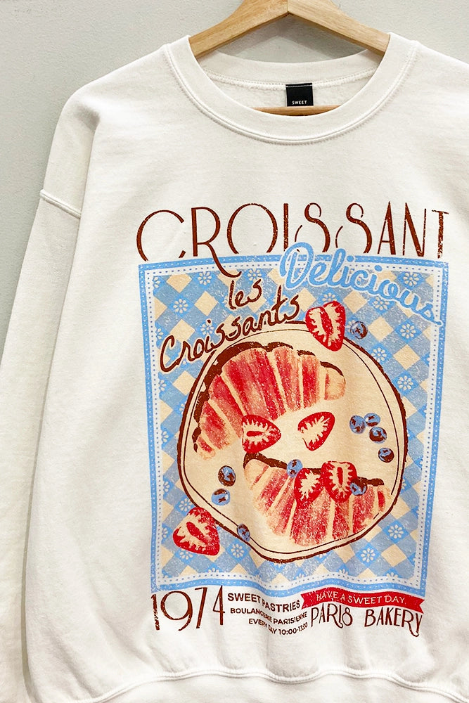 Croissant in Paris Oversized Sweatshirt