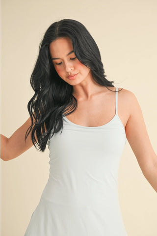 light blue cami dress with built-in shorts