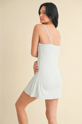 light blue cami dress with built-in shorts